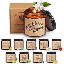Roowest 10 Jars Thank You Gift Candles 3.5 oz Valentines Employee Appreciation Gifts Bulk Soy Wax Jar Inspirational Candle Thank You Coworkers Employee Women Secretaries Teacher(Amber,Pretty,Lovely)