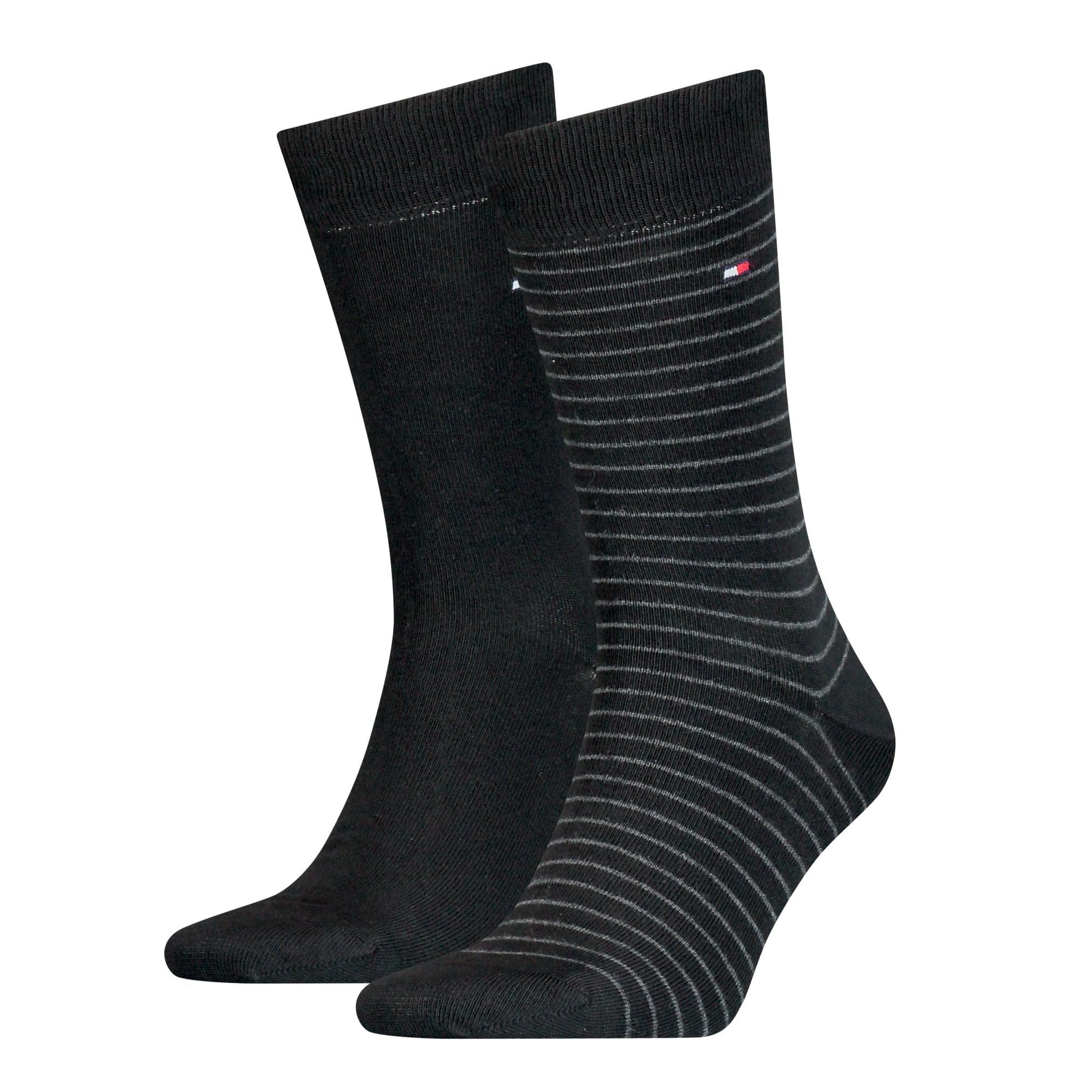 Tommy Hilfiger Men's Small Stripe Socks (2 Pack) Socks, black, 39/42