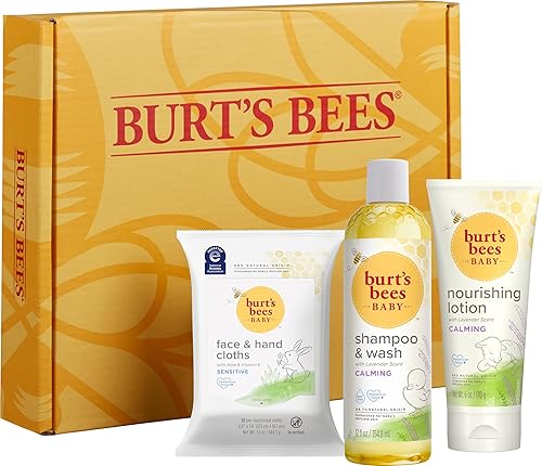 Miniatura 6 de Burt's Bees Set de regalo para baby showers, incluye productos esenciales para bebés, champú y lavado con lavanda, loción corporal, toallitas y