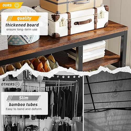 Miniatura 4 de Raybee Free Standing Closet Organizer Heavy Duty Clothing Rack with Shelves Freestanding Closet Clothes Rack Garment Rack for Hanging Clothes Metal