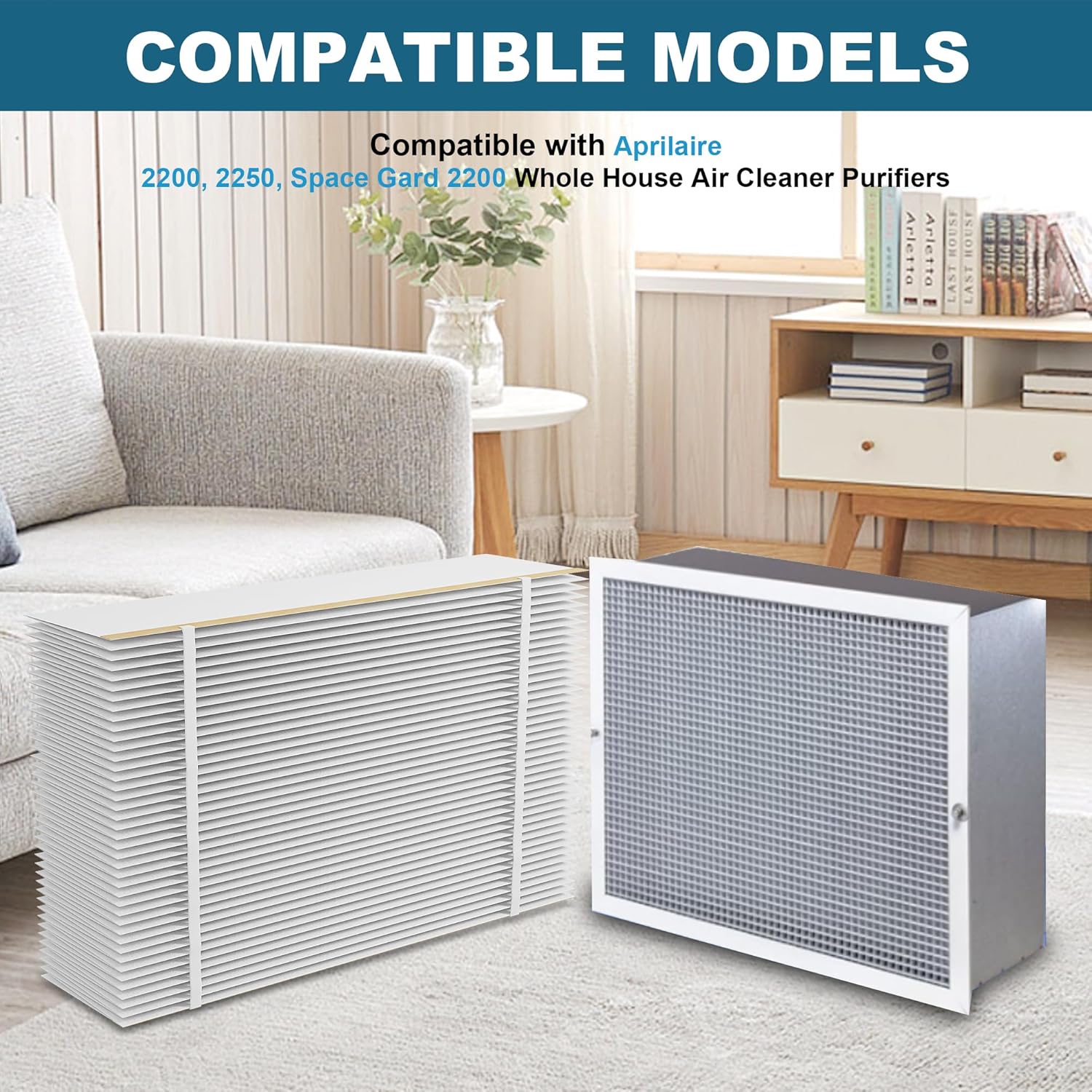 201 Replacement Filter Compatible with Aprilaire 2200, 2250 Space Gard 2200 Whole House Air Purifiers and X0445, 20x25x6 MERV 10 Air Filter 2 Pack + 2 Pack Pleat Spacers Replacement 201-2p