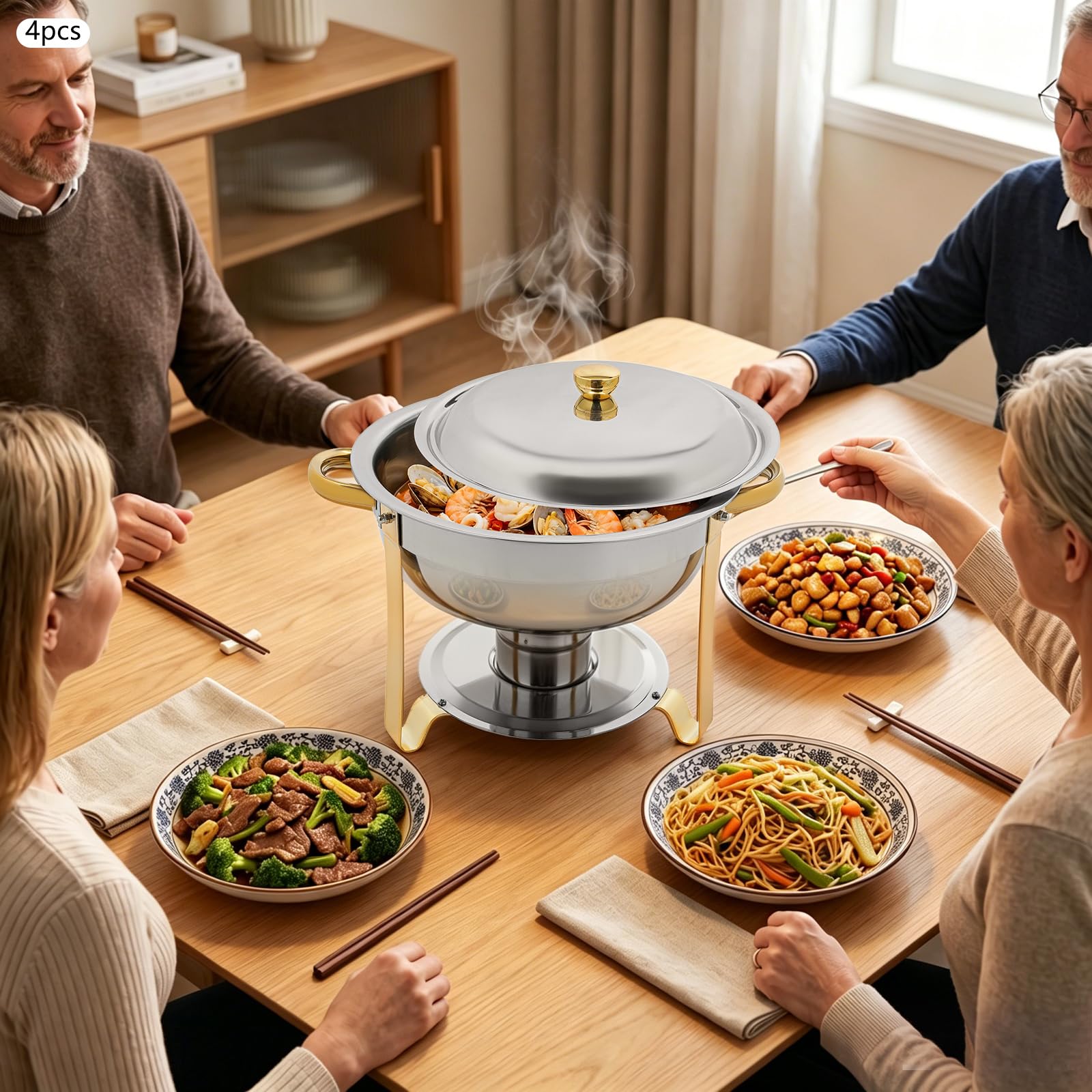 Recipiente para alimentos (4 piezas, acero inoxidable, 4,5 L)