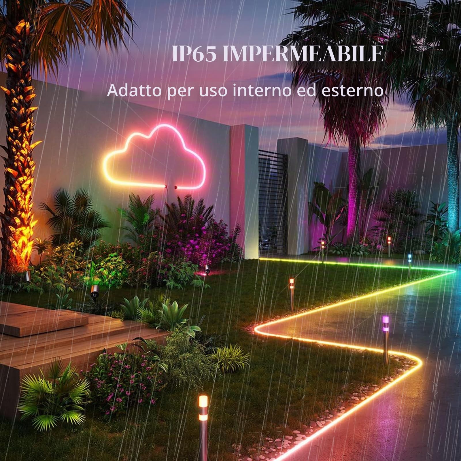 Striscia LED Neon 15M, RGB LED Striscia Neon con 1080 LED | Luci al Flessibile con con APP Bluetooth e Telecomando, Sincronizzazione Musicale, LED per Halloween, Natale(1×15m)