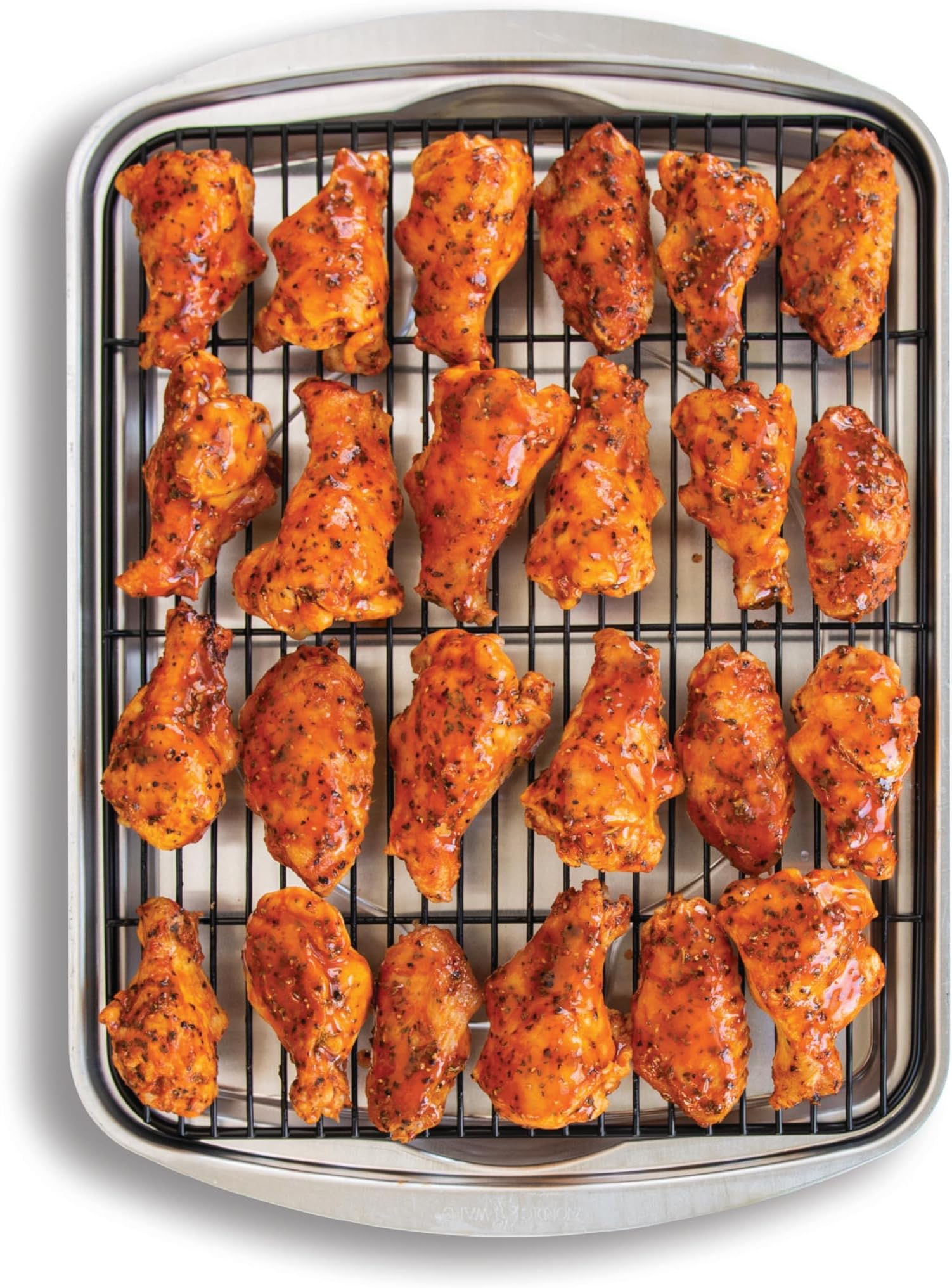 Oven Crisp Baking Tray, Aluminium Crisping Tray with Carbon Steel Rack, Premium Bakeware Made in the USA, Silver, L 15.6" x W 11.6" x H 1.6"