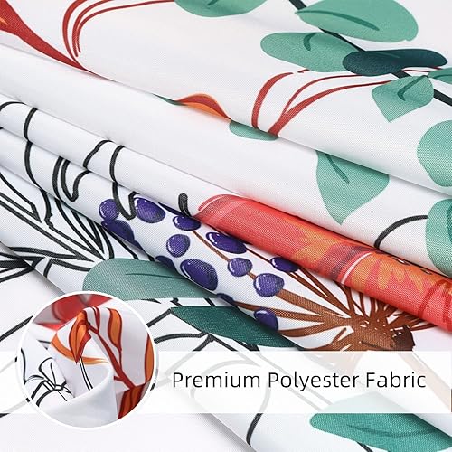 Miniatura 4 de ROCK CLOUD Juego de cortinas de baño de tela con 12 ganchos, diseño de hojas botánicas decorativas, lavable a máquina, 72 x 72 pulgadas