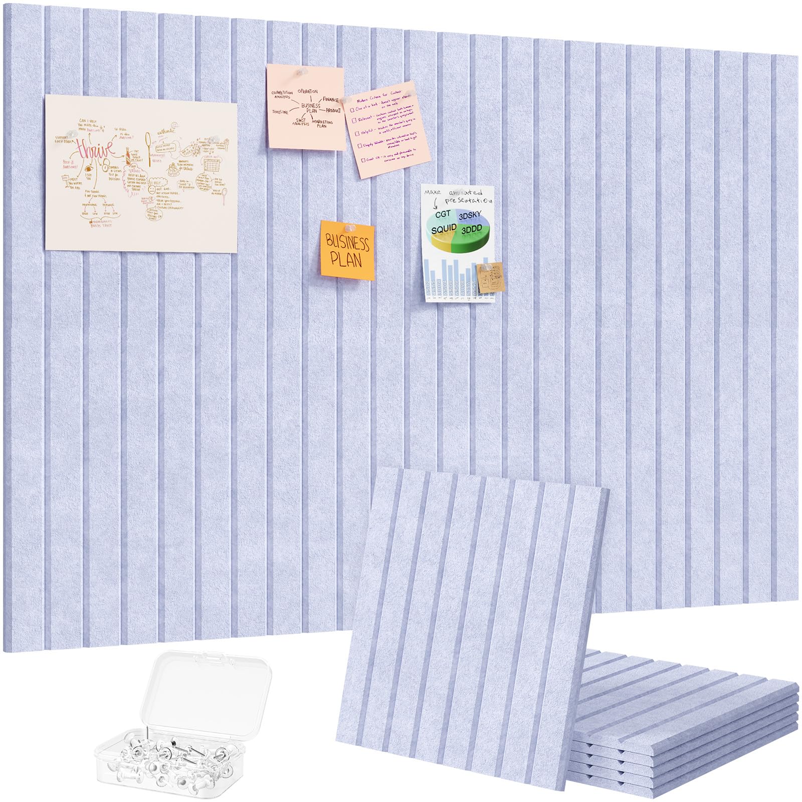 Lifewit Große Filz-Pinnwand, Selbstklebend, 90x60 cm – 6er-Pack für Wand | Korkwand-Alternative aus Filz, Pinnwand mit 50 Reißzwecken für Klassenzimmer & Homeoffice-Deko, Haferflocken-Blauviolett