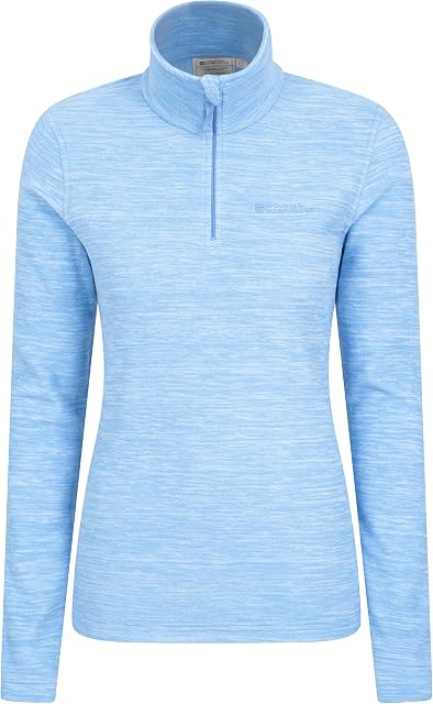Mountain Warehouse Snowdon Womens Fleece Top - Warm Pullover, Lightweight Sweater, Half Zip, Breathable Ladies Tee, Quick Drying - for Spring, Walking, Travelling Corn Blue 6
