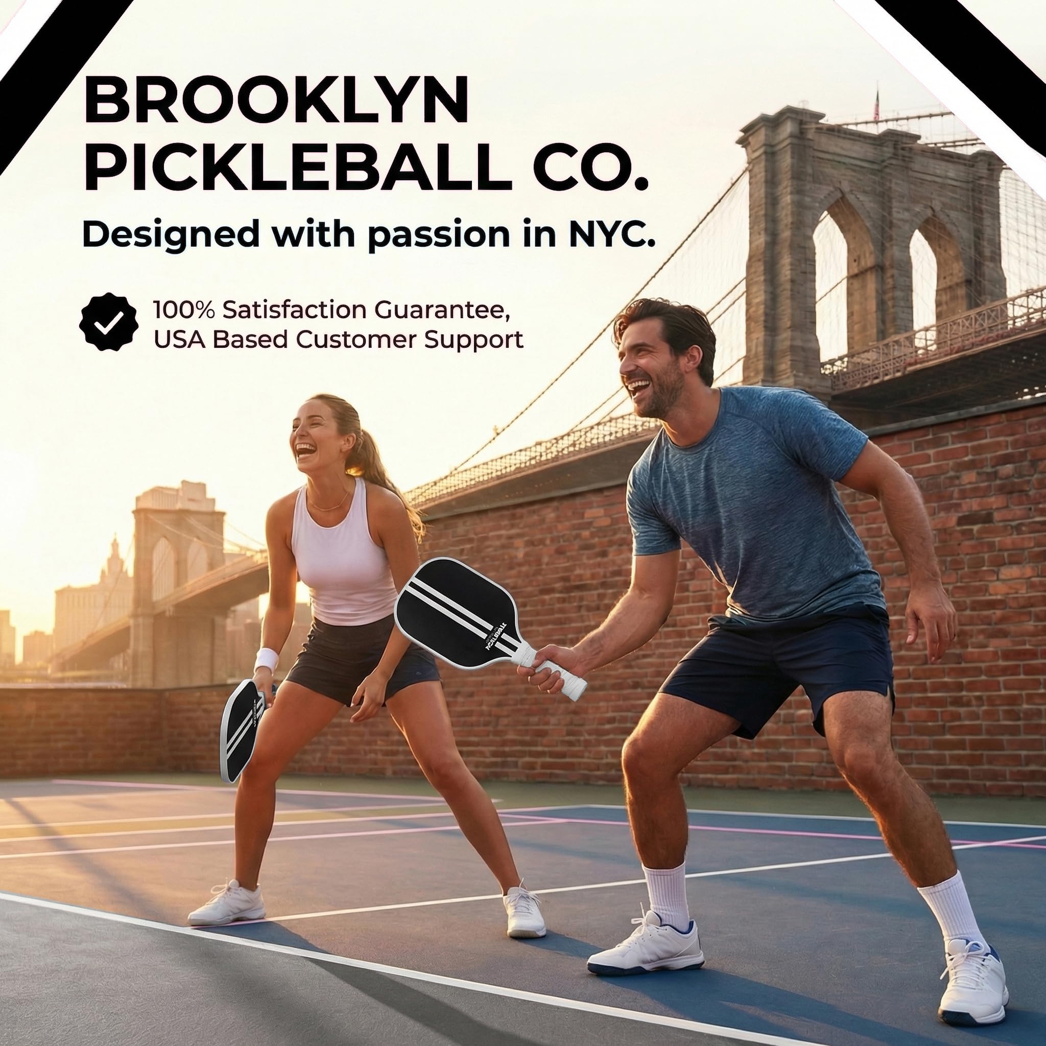 Brooklyn Pickleball Co. Wiosło kulkowe do marynaty | włókno węglowe | rdzeń o strukturze plastra miodu | prążkowany antypoślizgowy uchwyt na poduszkę | pojedyncza rakieta | wiosła do marynowania