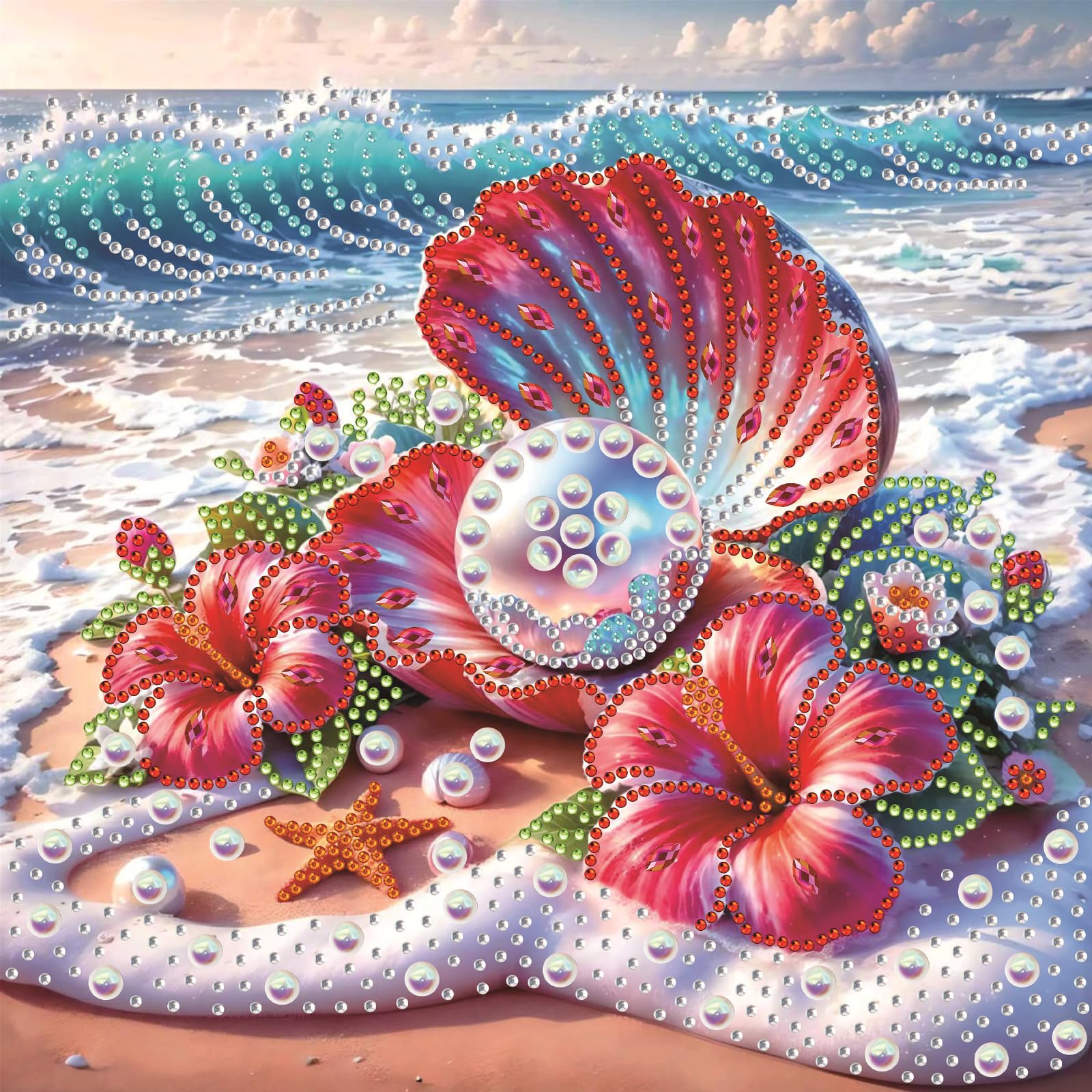 Beach Special Shaped 5D DIY Partial Drill Diamond Painting Kits Diamonds Paintings Gem Art Crystal Diamond Art 30x30cm