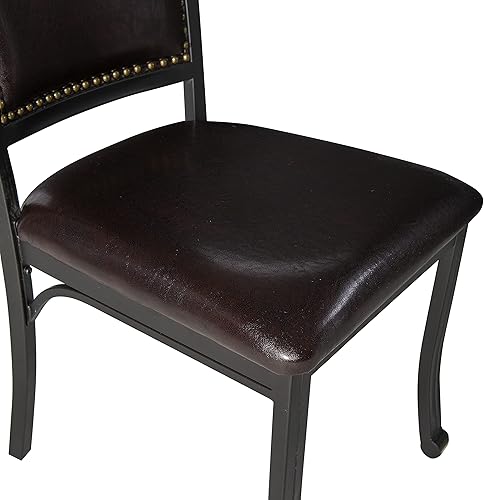 Miniatura 13 de Powell Furniture Franklin - Juego de 2 sillas de comedor de metal y piel sintética con clavos acentuados en madera, color marrón oscuro