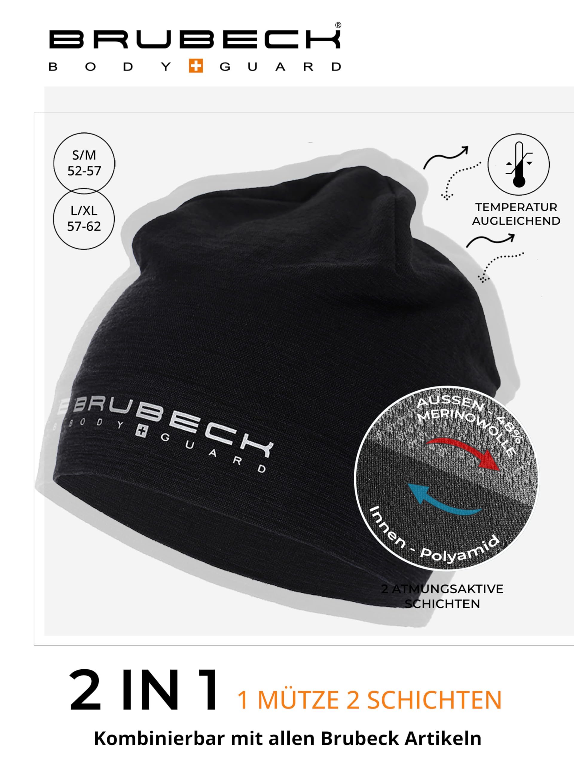 BRUBECK Czapka funkcyjna | czapka turystyczna | czapka sportowa | czapka rowerowa | czapka outdoorowa | HM10180