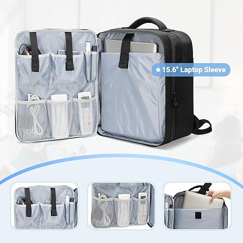 Miniatura 3 de LUXJA Mochila para proyector con funda para laptop de 15.6 pulgadas, bolsa para proyector con 2 compartimentos grandes (compatible con la mayoría de