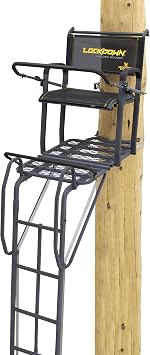 Rivers Edge® Lockdown 21' Wide, Towering 21' Height, Flip-Up TearTuff Mesh Seat, The Ultimate Shooting Rail , Patent-Pending Ground-Level Ratcheting Technology , LD200