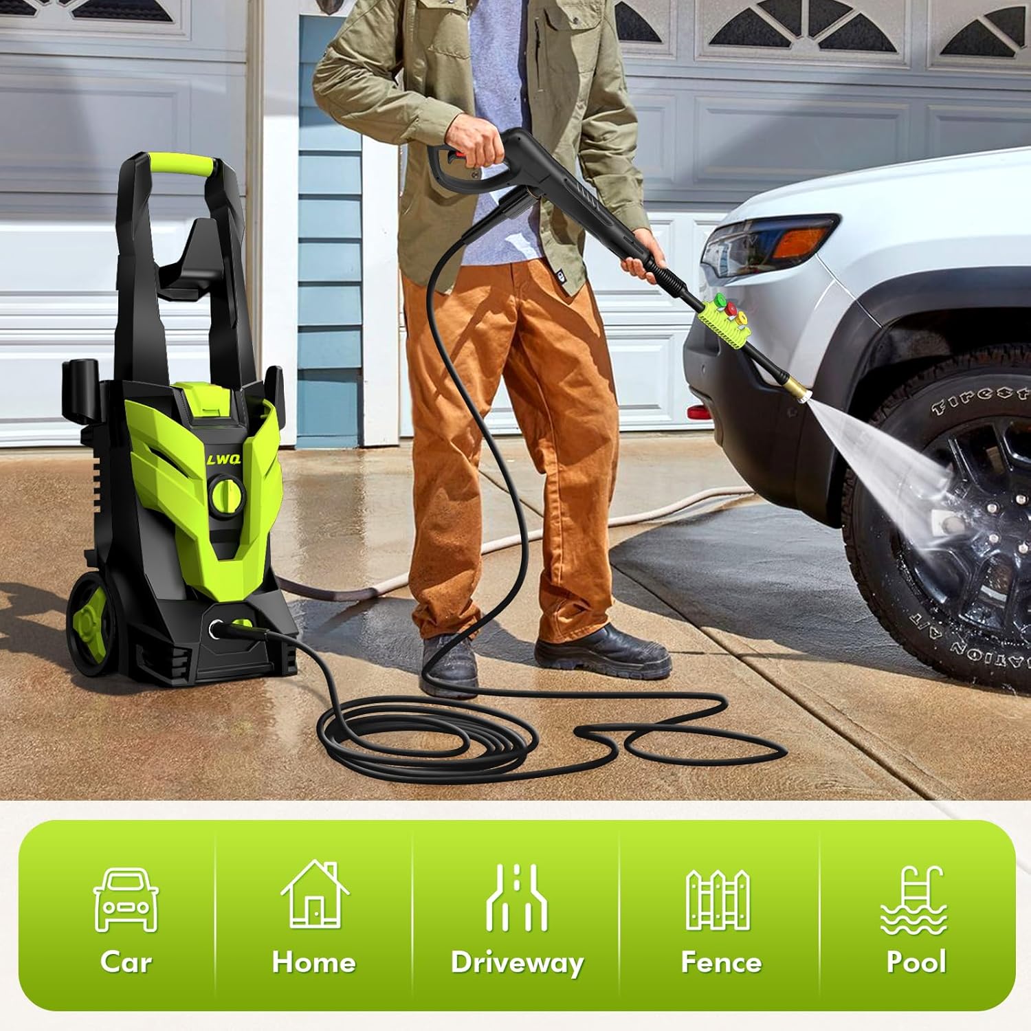 32.8 ft Pressure Washer Hose with Quick Connect & M22 Thread