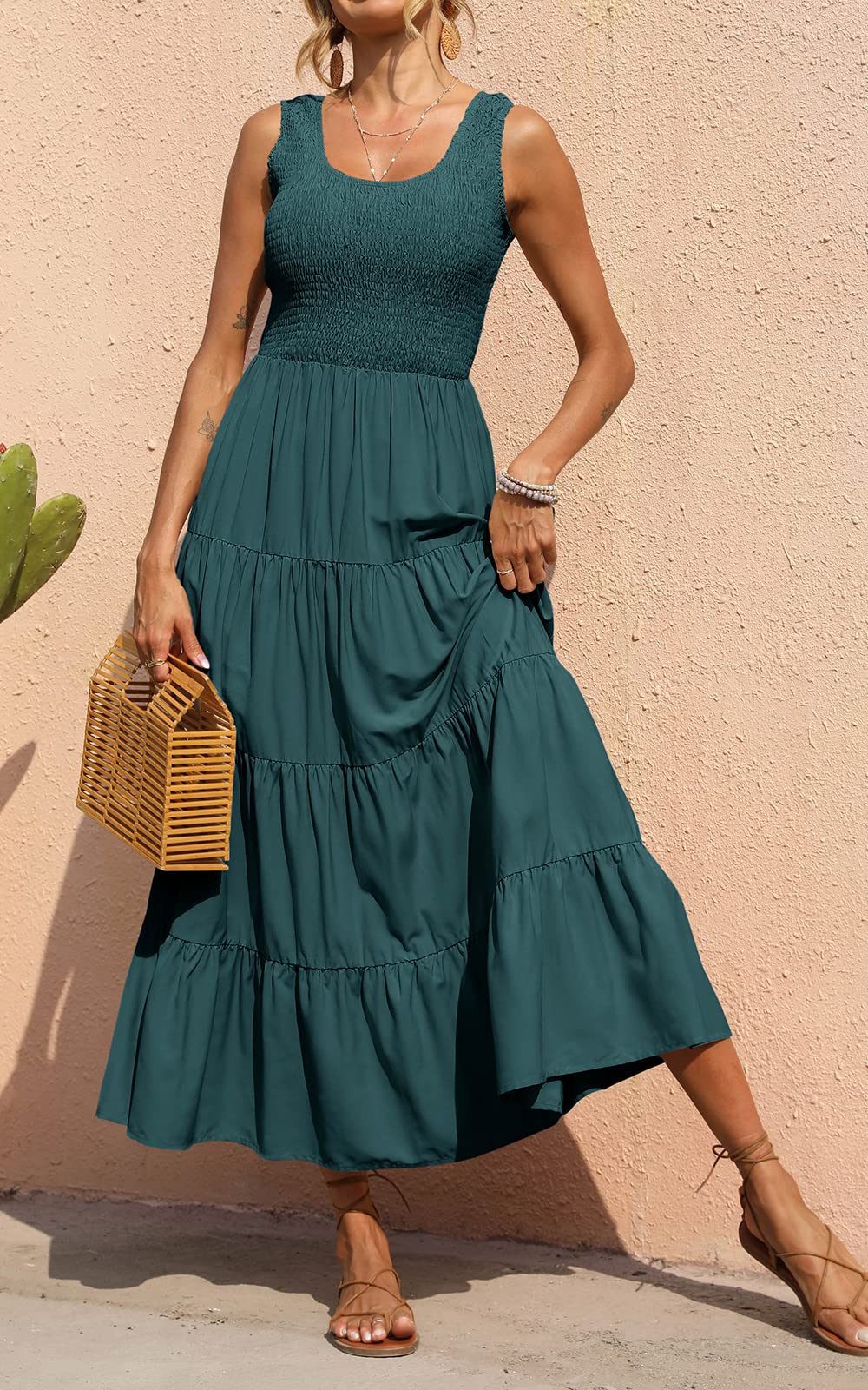 PRETTYGARDEN Tank Summer Dresses for Women Maxi Dress Vestito Casual Donna (Pacco da 1)