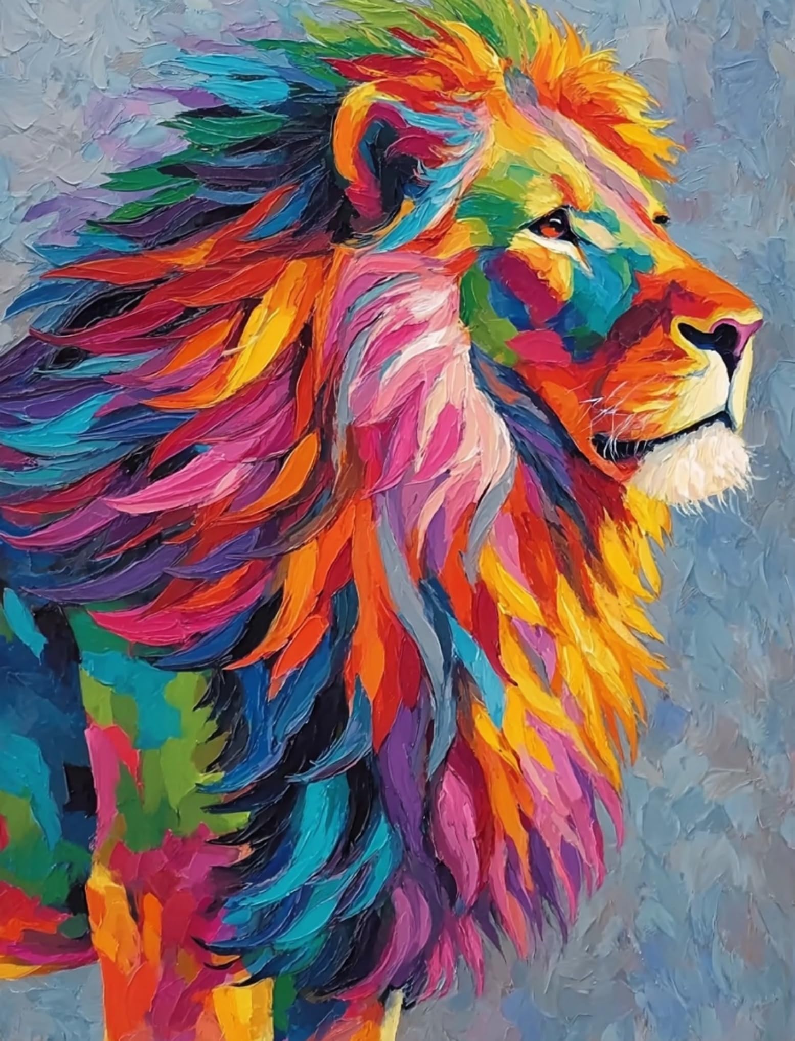 WANGWANGMIAO Paint by Numbers for Adults Colorful Lion- Painting by Numbers for Beginner,DIY Acrylic Oil Paints Canvas Kits for Home Wall Decor Gifts 16X20 Inch，with Frame