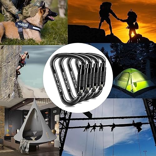 Miniatura 7 de Mosquetón de bloqueo automático, mosquetón resistente de 25 kN UIAA, mosquetón de escalada certificado por UIAA, mosquetones de seguridad para