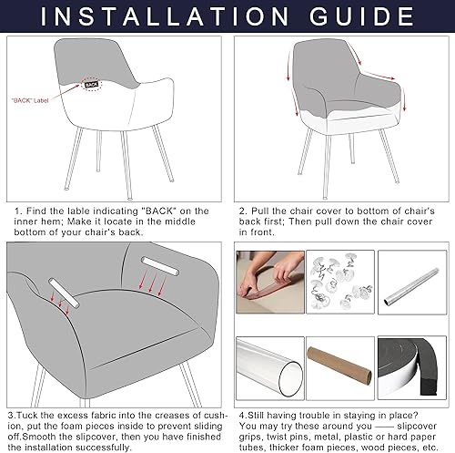 Miniatura 6 de TIANSHU Funda para silla de sala de estar, para comedor, sala de estar, oficina, recepción, funda antideslizante para silla de comedor (funda para