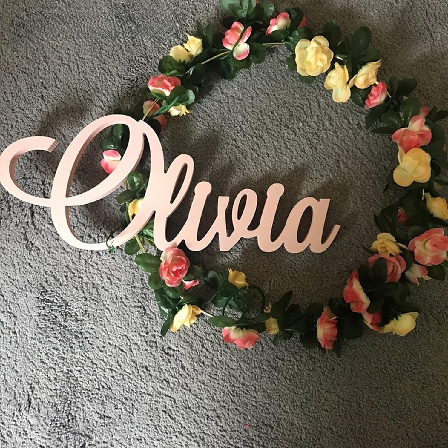 Personalized large name wooden name signs, a variety of custom baby name signs for kindergarten decoration (35 cm long)