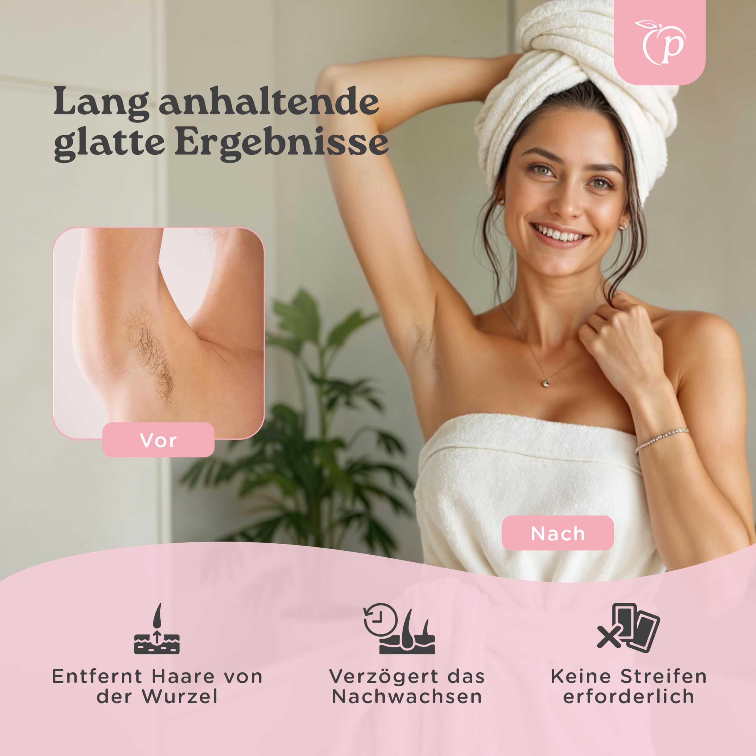 Wachswärmer | Waxing Set mit 100g Wachsperlen für Haarentfernung + 10 Spatel aus Holz + Aluminium-Wachstopf | Warmwachsgerät | Professional Elektrischer Wachserhitzer für Alle Wachstypen