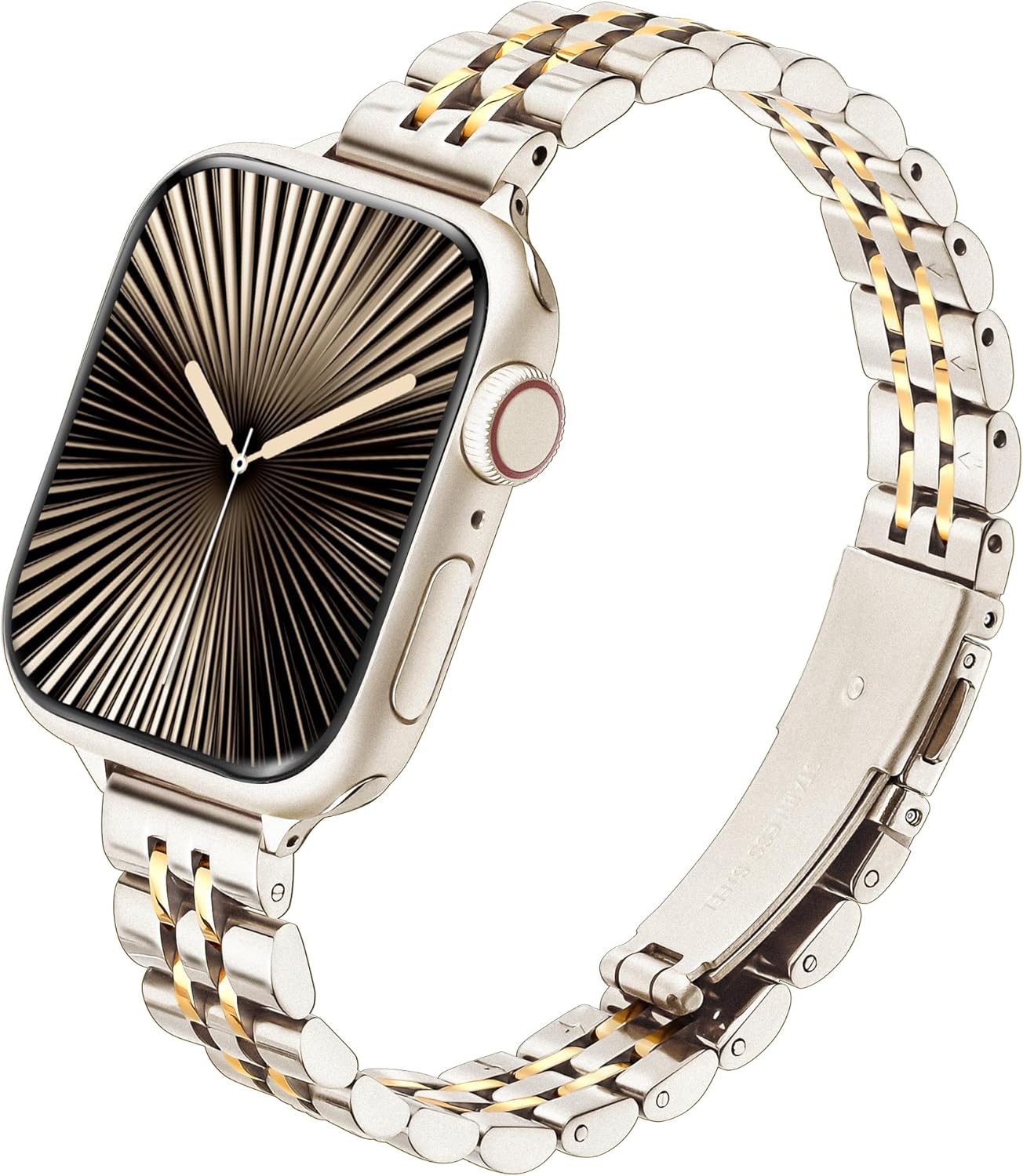 Wipalor Thin Classic Metal Chain Band Fit Slim Apple Watch Bands for women 42mm 44mm 45mm 49mm, Dressy Designer Stainless Steel iWatch Bands for iPhone Watch Series 10 9 SE 8 7 6 5 4 Ultra-Starlight/Gold Starlight/Gold 46mm/44mm/45mm/49mm/(42mm-Series3/2/1)