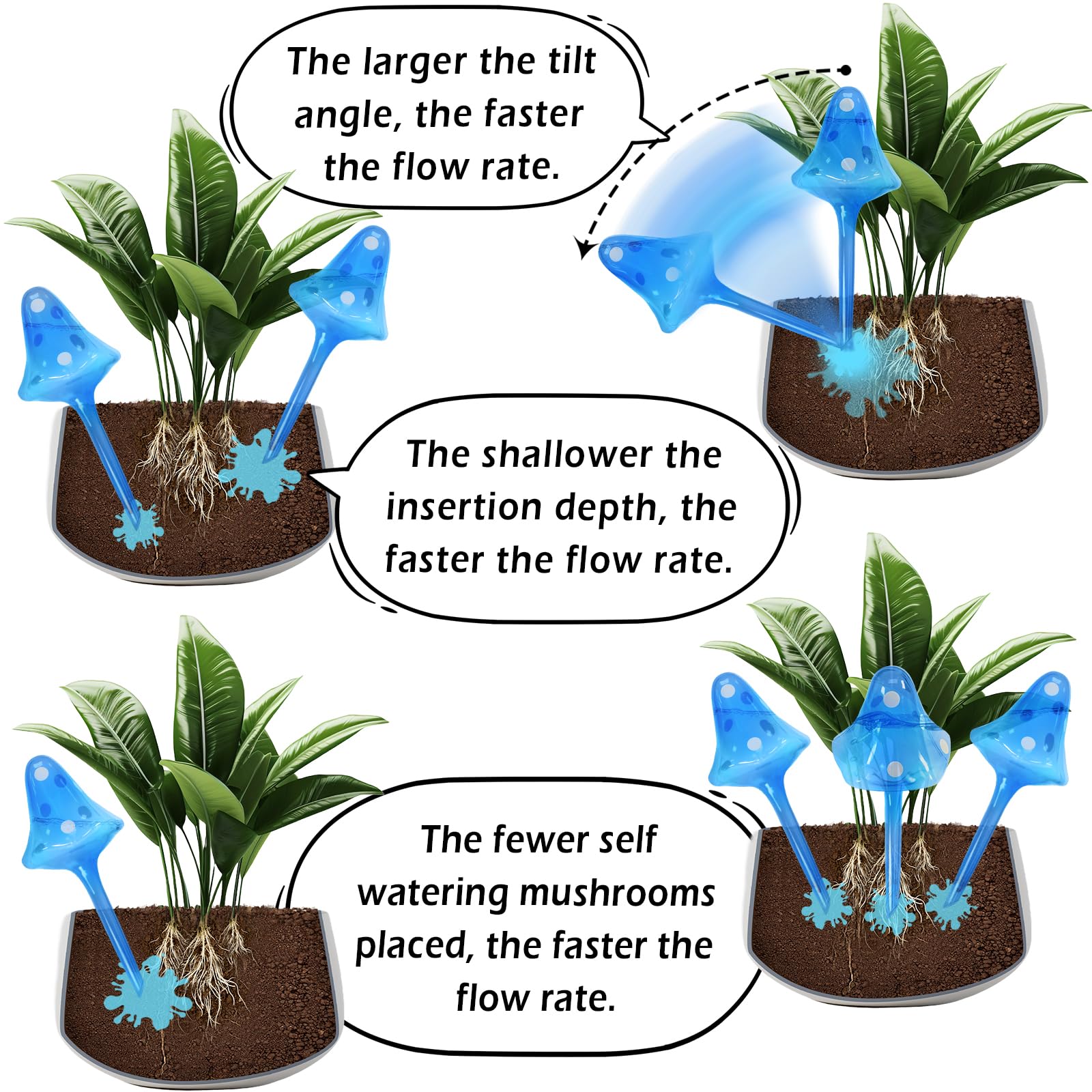 Famstar Plante auto-arrosage globes bulbes insert de pot de fleurs dispositifs d'arrosage automatique en plastique pics pour plantes d'intérieur et d'extérieur, système d'auto-irrigation dure une