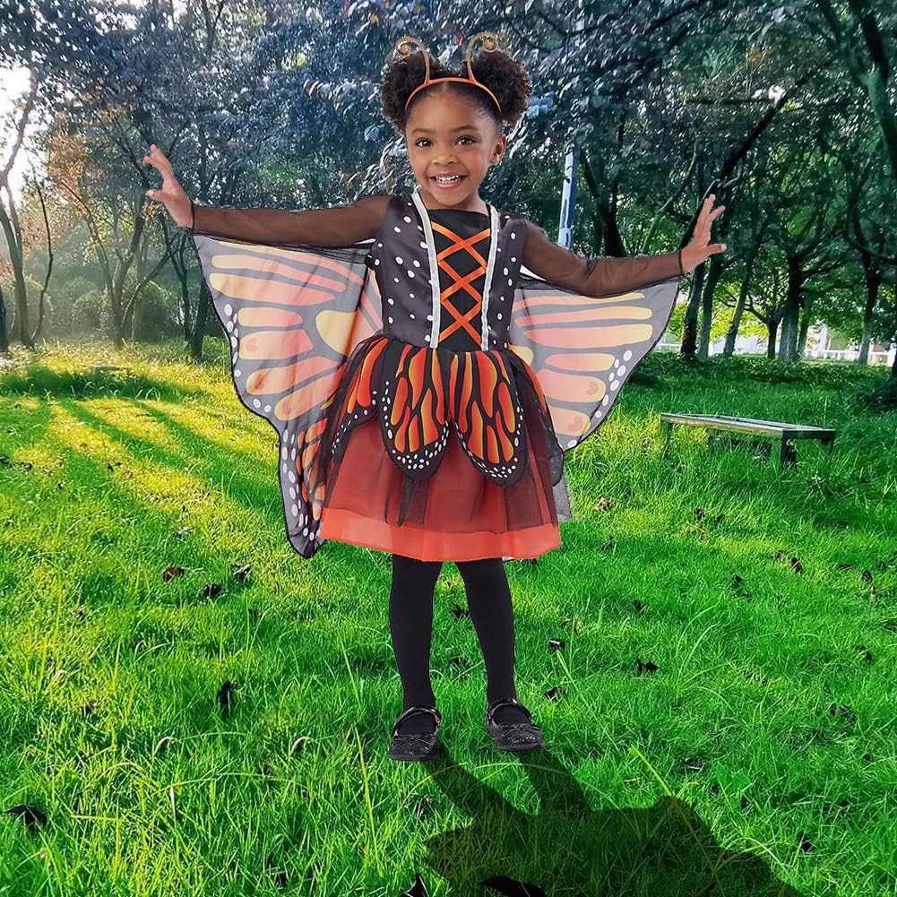 Miniatura 6 de JUST FOR PARTY Girl Monarch Butterfly Wing Cape, Adult Butterfly Cape Dress for Halloween, Toddler
