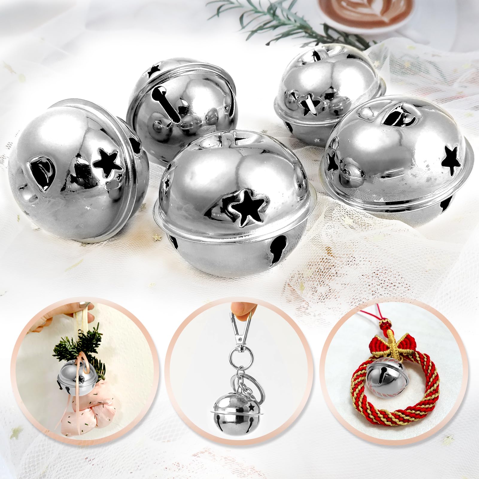 Wambere 50 stuks 4 cm belletjes om te knutselen, belletjes, kerstbelletjes, roestvrijstalen belletjes, metaalbelletjes Optimaal voor handwerk, sieraden, festivaldecoratie, huisdierenbelletjes, roze A
