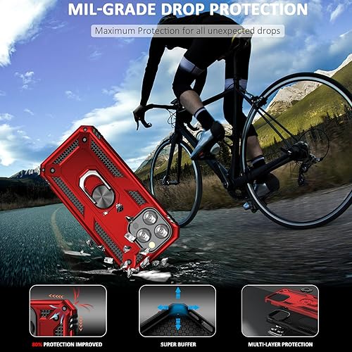 Miniatura 3 de ADDIT Funda de teléfono para iPhone 13 Pro Max, funda protectora de grado militar para iPhone 13 Pro Max, funda con soporte de soporte de coche para