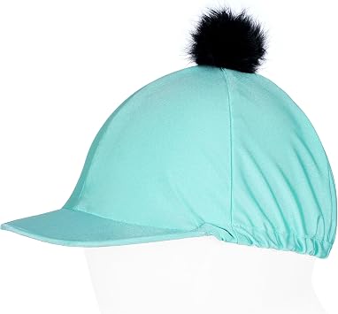 Equestrian Helmet Cover, Lycra Riding Hat Silk with Pom Pom