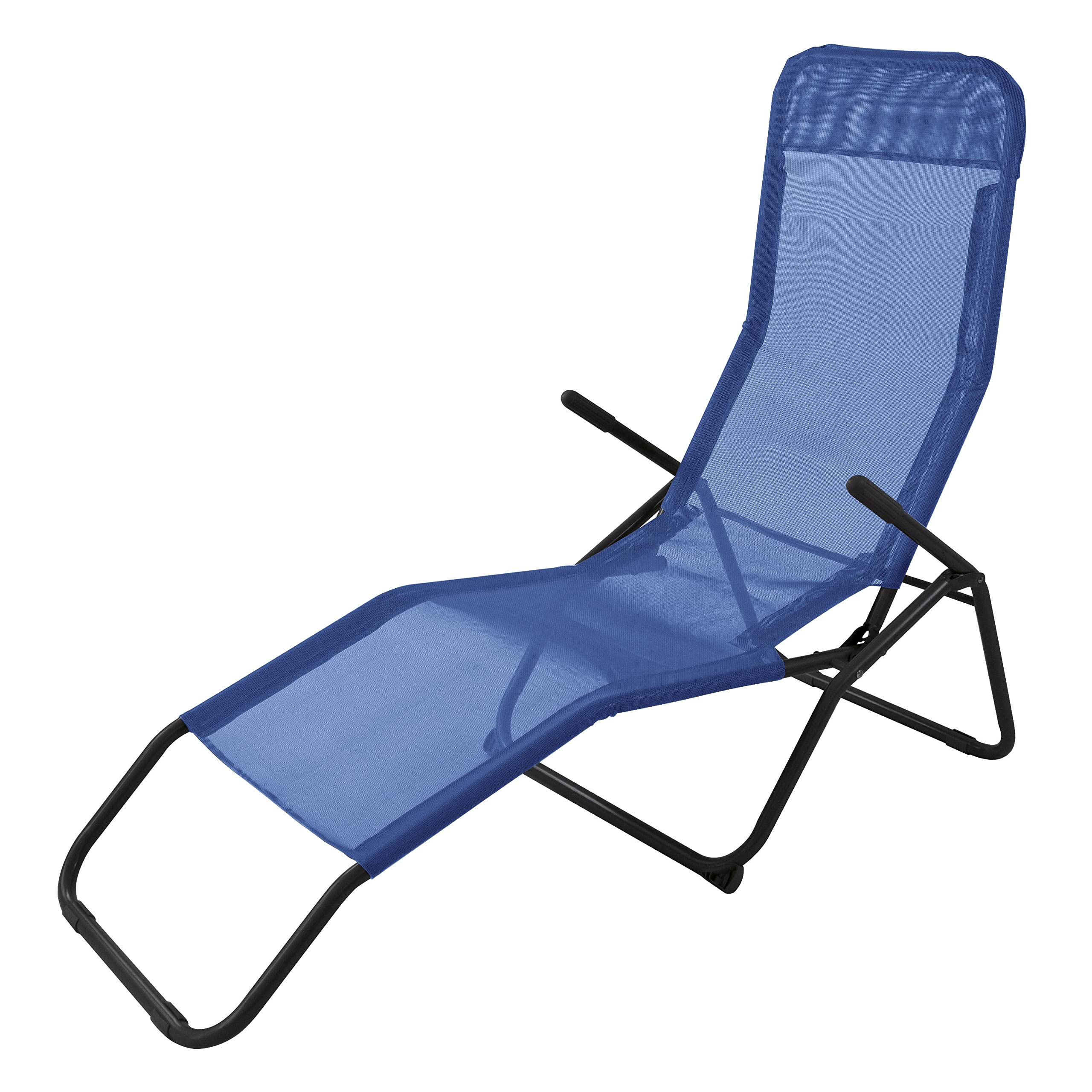 AVANTI TRENDSTORE -Promo- Lettino con funzione relax, pieghevole e con braccioli, struttura metallo nero. Disponibile nel colore blu. Dimensioni LAP 167x90x59 cm