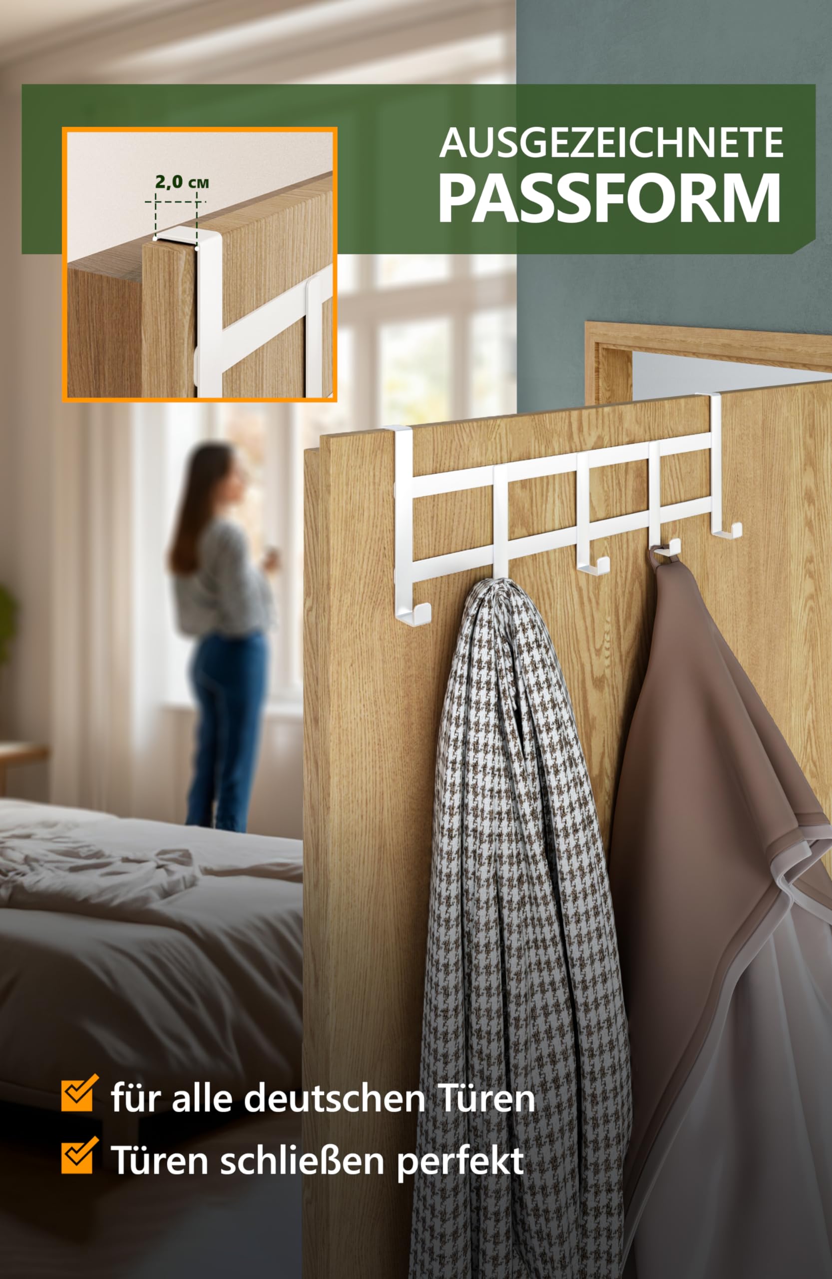 Appendiabiti Da Porta In Acciaio Inox - Ganci Salvaspazio Per Porte, Regolabile - Foto 12