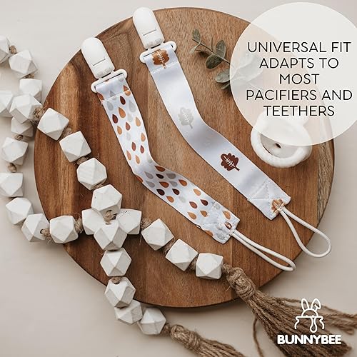 Miniatura 5 de BUNNYBEE Neutral Garden Friends - Juego de 6 clips para chupón para niños y niñas, elegante y práctico mordedores para bebés, baby shower (amigos
