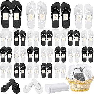 24 Pairs Flip Flops Bulk for Wedding Guest Slippers Wedding Flip Flops with Cards Bags for Pool Beach Party