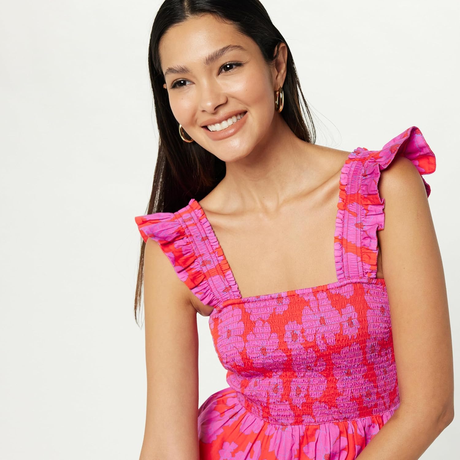 The Drop Womens Kari Ruffled-Shoulder Smocked Mini Dress - Image 3