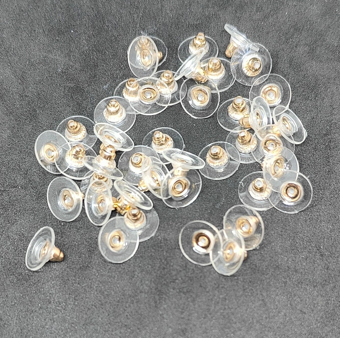 KUMU Jewellery Tools (200 Pcs Approx) Findings Golden Bullet Clutch with Silicone Rubber Pad/Earring Stopper/Earring Nut/Earring Golden Back (Rose Gold 100 Pairs Approx) 1