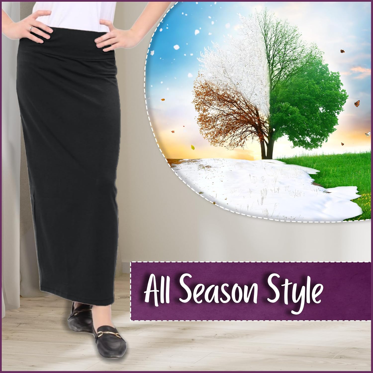 Kosher Casual Long Pencil Skirts for Women – Cotton Stretch Fabric Fitted Maxi Skirt with High-Waisted Fit - Image 5