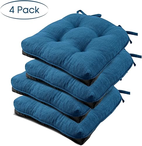 Miniatura 2 de Basic Beyond Cojines para sillas de comedor, 4 unidades, cojines de espuma viscoelástica con lazos y respaldo antideslizante, 15.5 x 15.5 pulgadas,