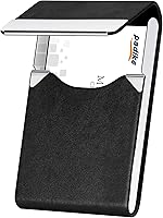 Vista 10 de Padike - Tarjetero de cuero para tarjetas de presentación, estuche metálico para tarjetas de nombre, tarjetero profesional delgado con cierre