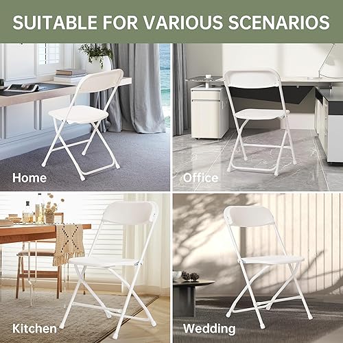 Miniatura 5 de Silla plegable de plástico de 10 piezas, silla comercial portátil, sillas plegables de plástico de alta calidad con capacidad de 350 libras, silla