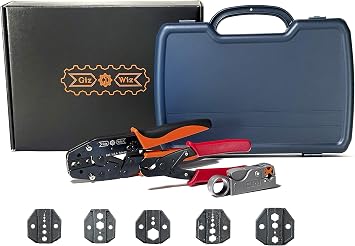 مجموعة أدوات التغيير السريع الاحترافية الكل في واحد RF Crimper Cutter Stripper 5 مجموعات يموت قابلة للتبديل