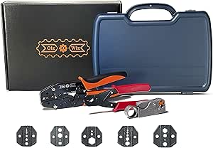 Professional All-In-One RF Coax Quick Change Tool Kit Crimper Cutter Stripper 5 Interchangeable Die Sets