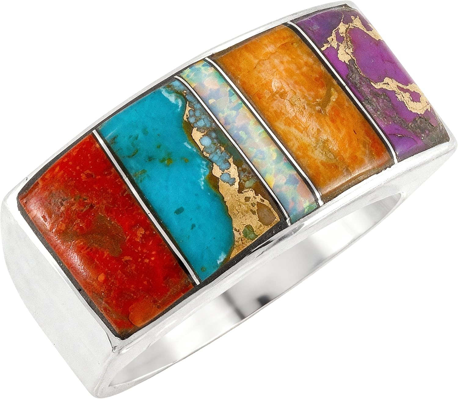 Turquoise Ring Sterling Silver 925 Genuine Gemstones Size 6 to 14