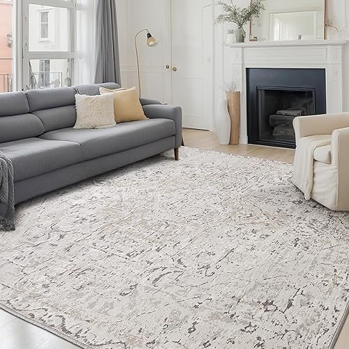 StangH Alfombra grande de 8 x 10 para sala de estar, lavable, antideslizante, para interiores, suave, vintage, envejecida, de lana sintética, pelo