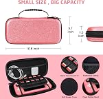 DLseego Storage Carrying Case for Nintendo Switch Lite Accessories Set, 10 Game Card Slots Cute Protective, Slim & Portable, Sparkle, Glitter - Pink