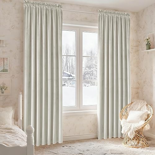 Miniatura 23 de Cortinas de terciopelo JIUZHEN, cortinas opacas suaves de terciopelo retro para dormitorio, cortinas elegantes con reducción de ruido y Rosa