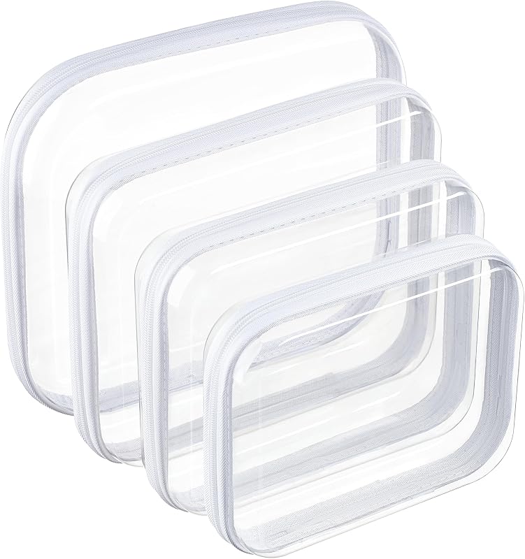 WELPIRT Conjunto com 4 necessaires organizadoras transparentes com zíper e estrutura rígida