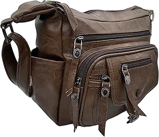 AYSLE 1547 LEATHER WOMEN’S CROSS BODY BAG, SHOULDER BAG, TOP HANDLE BAG WITH ATTATCHED BELT, MODERN AND ELEGANT DESIGN, DIMENSIONS 23 * 28 * 10 CM (BROWN A)