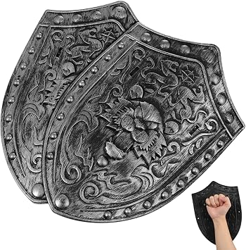 Angoily Shield Toy, 2PCS Medieval Knight Costume Kids Accessories, Boys Girl Captain Guard Armour Pretend Play for Outdoor, Halloween Cosplay Party