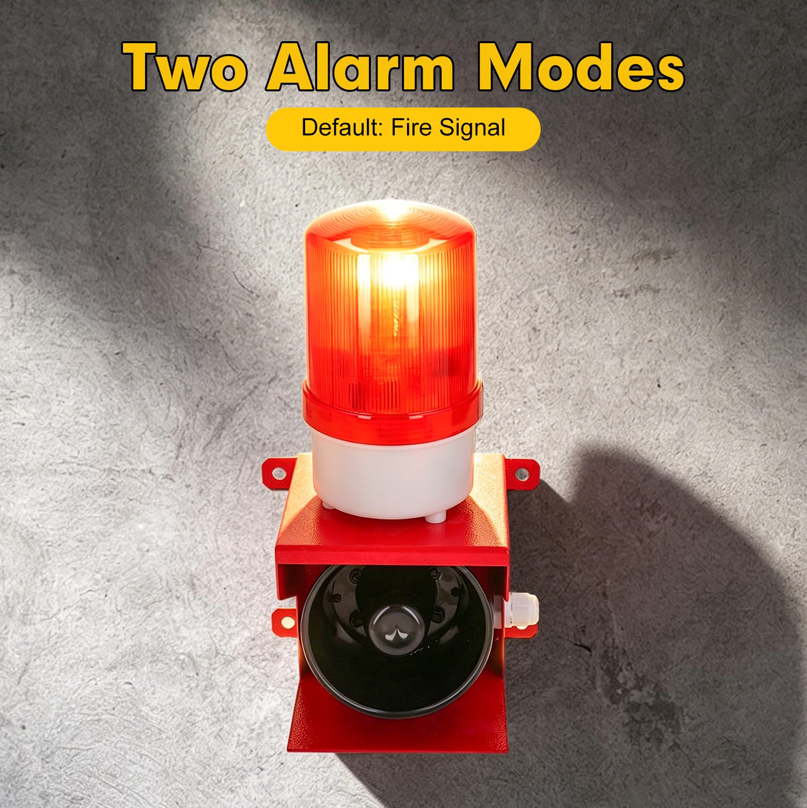 Sirena Industrial 115 dB con Luz LED Intermitente, Volumen Ajustable, IP65 Impermeable, Alarma Acústica y Visual AC 220V, Avisador de Seguridad, Luz de Advertencia LED, Enchufe UE